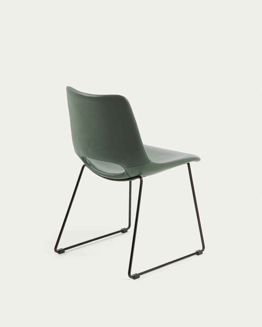 Zahara green chair with steel legs with black finish