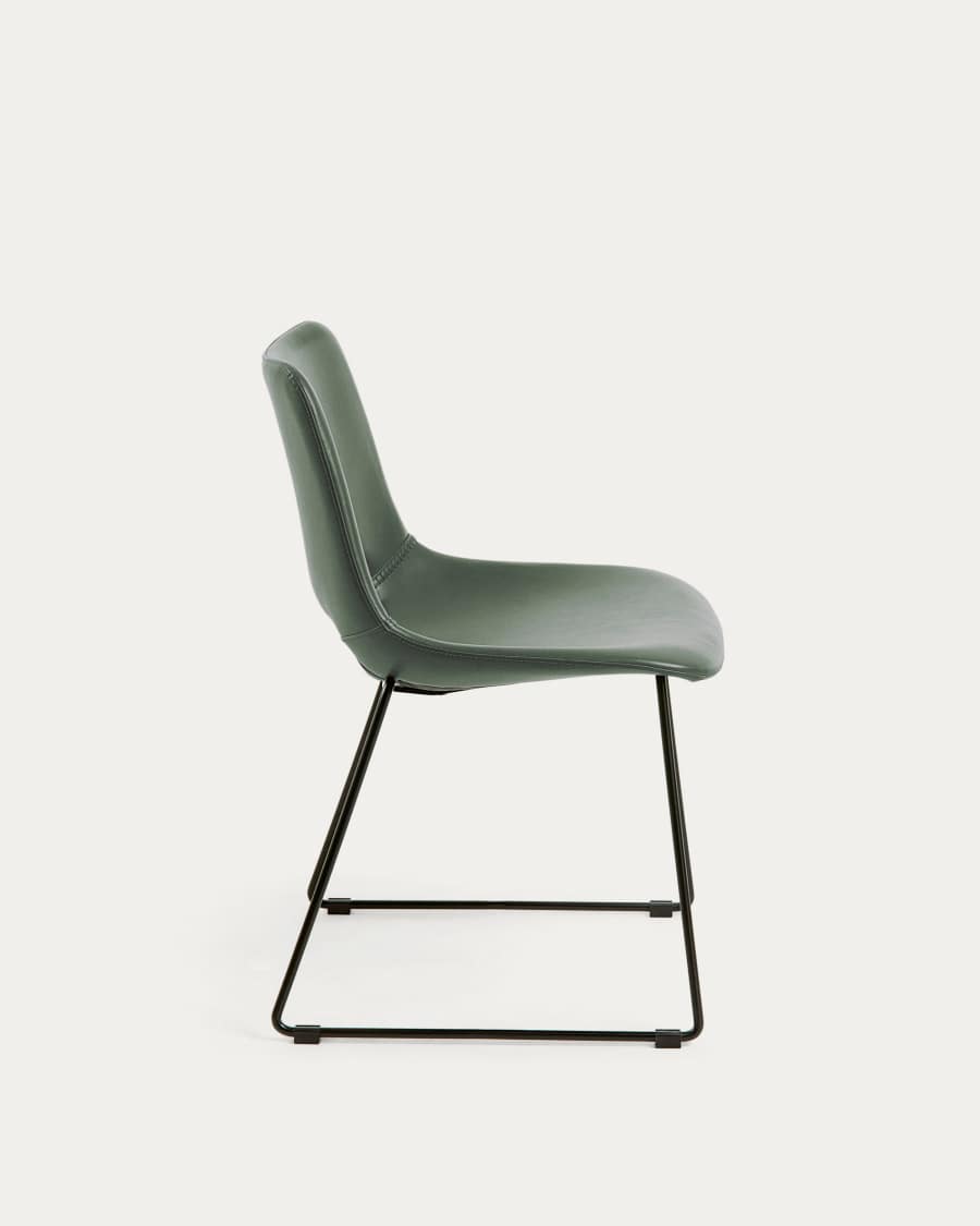 Zahara green chair with steel legs with black finish