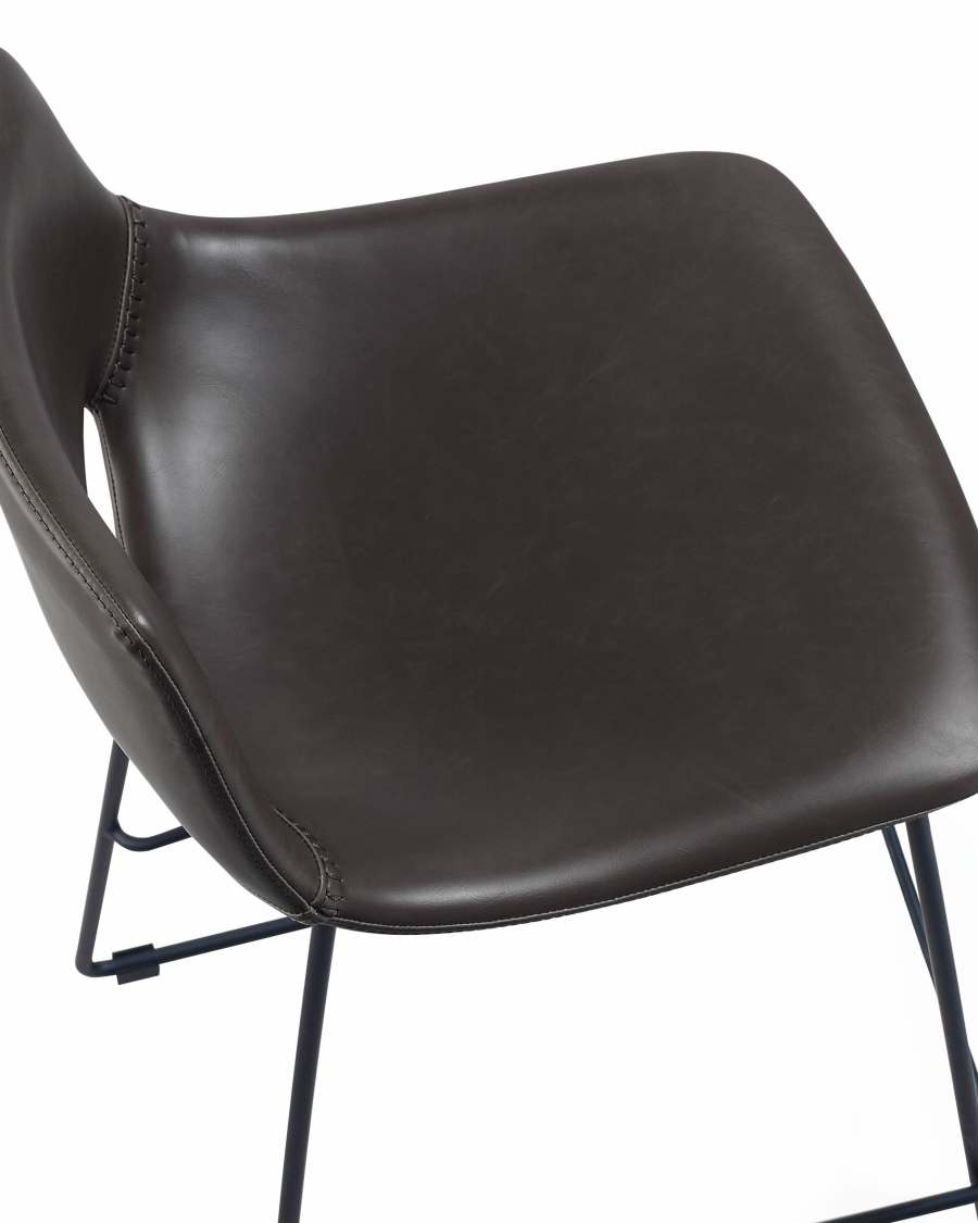 Dark brown synthetic leather Zahara barstool height 65 cm