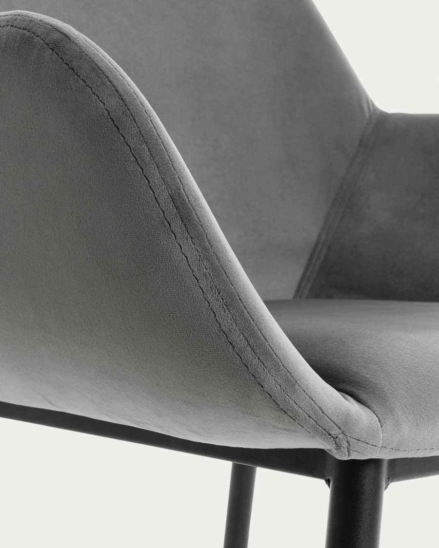 Sedia Konna in velluto grigio