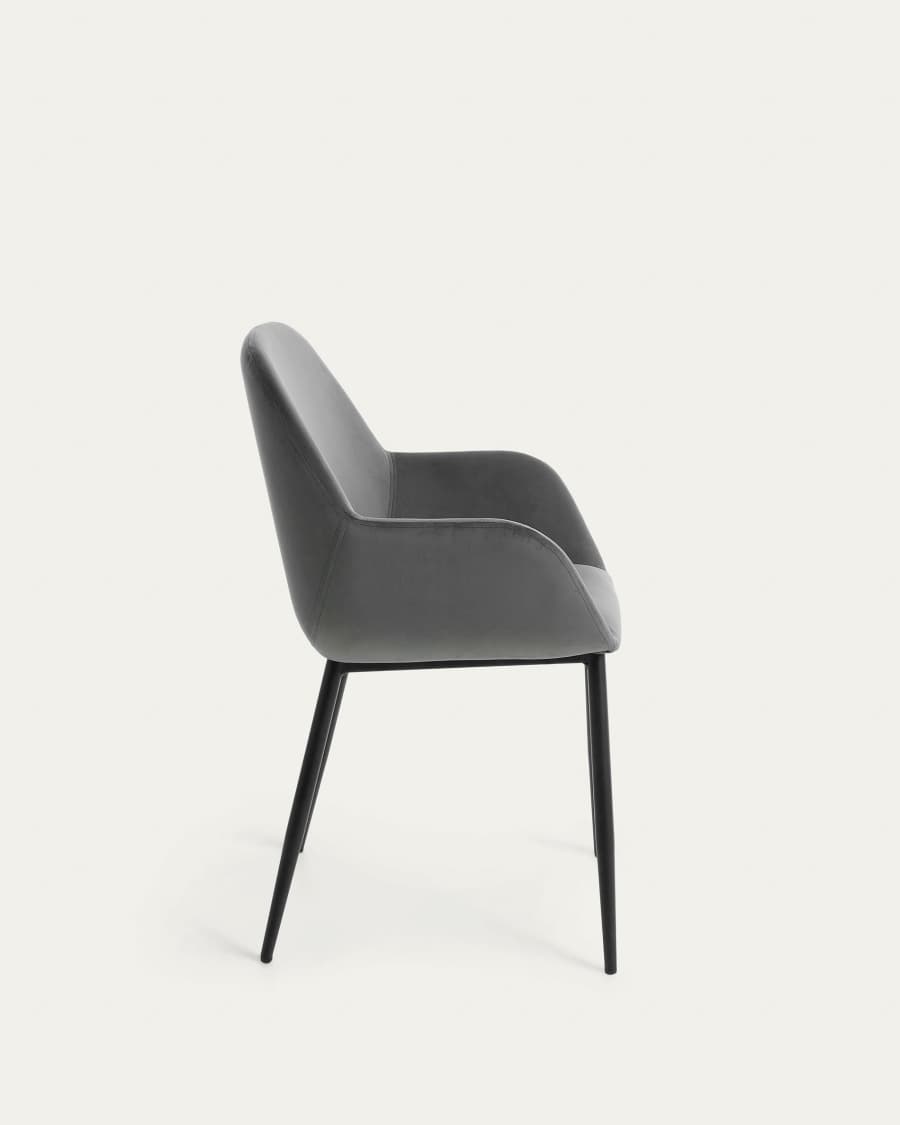 Sedia Konna in velluto grigio