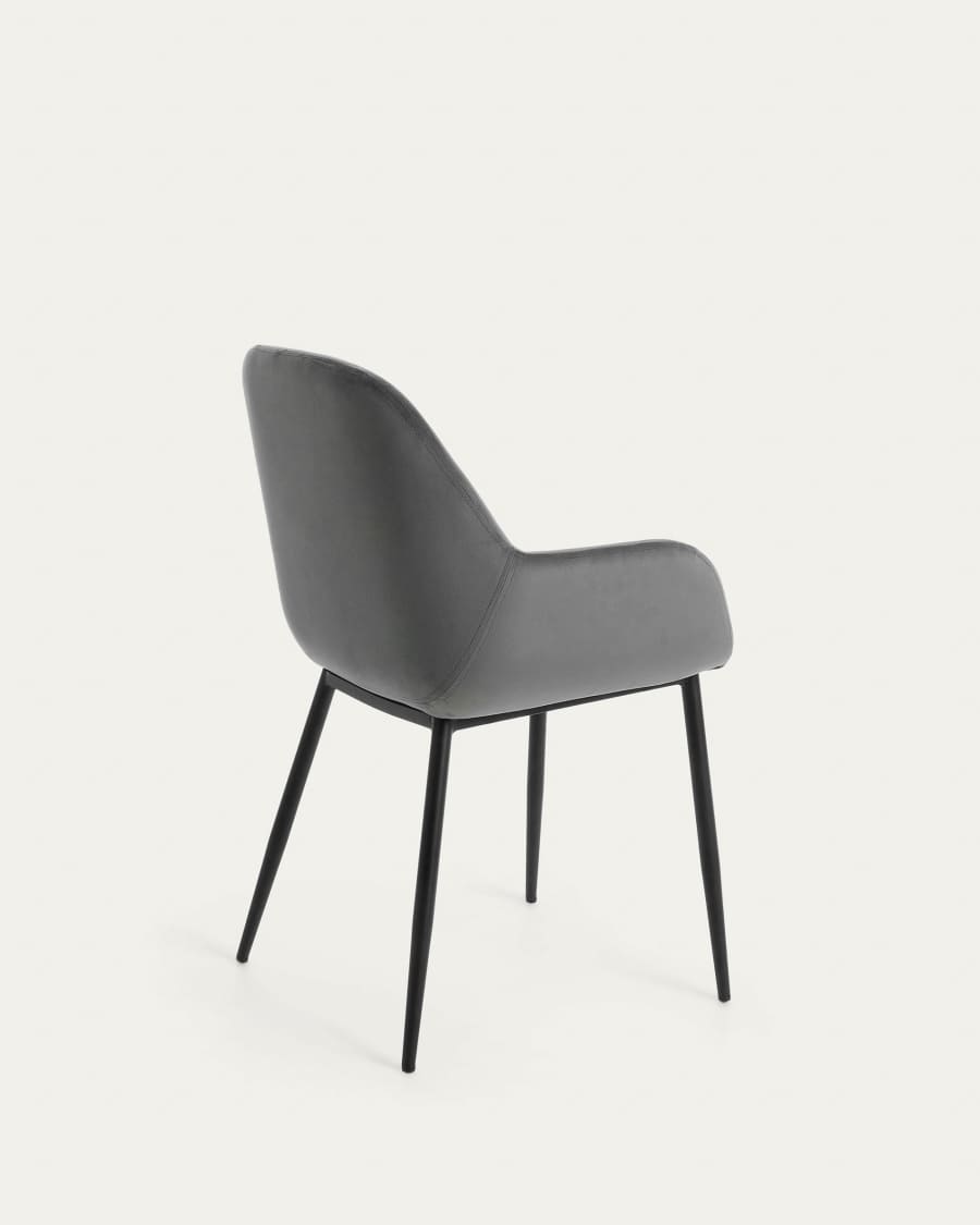 Sedia Konna in velluto grigio
