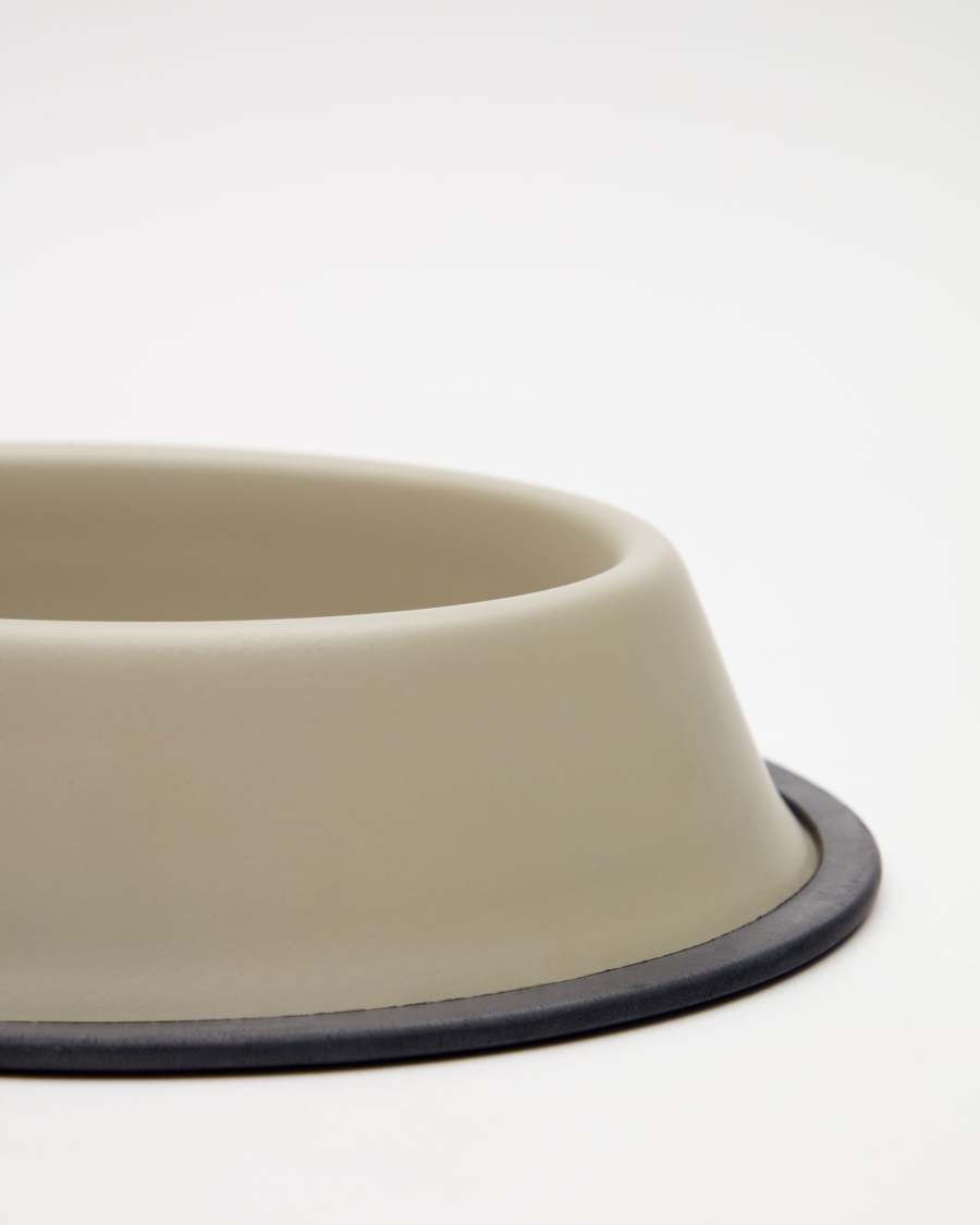 Dalitso set of 2 large food and water bowls for pets, in beige anti-rust steel, Ø 25 cm
