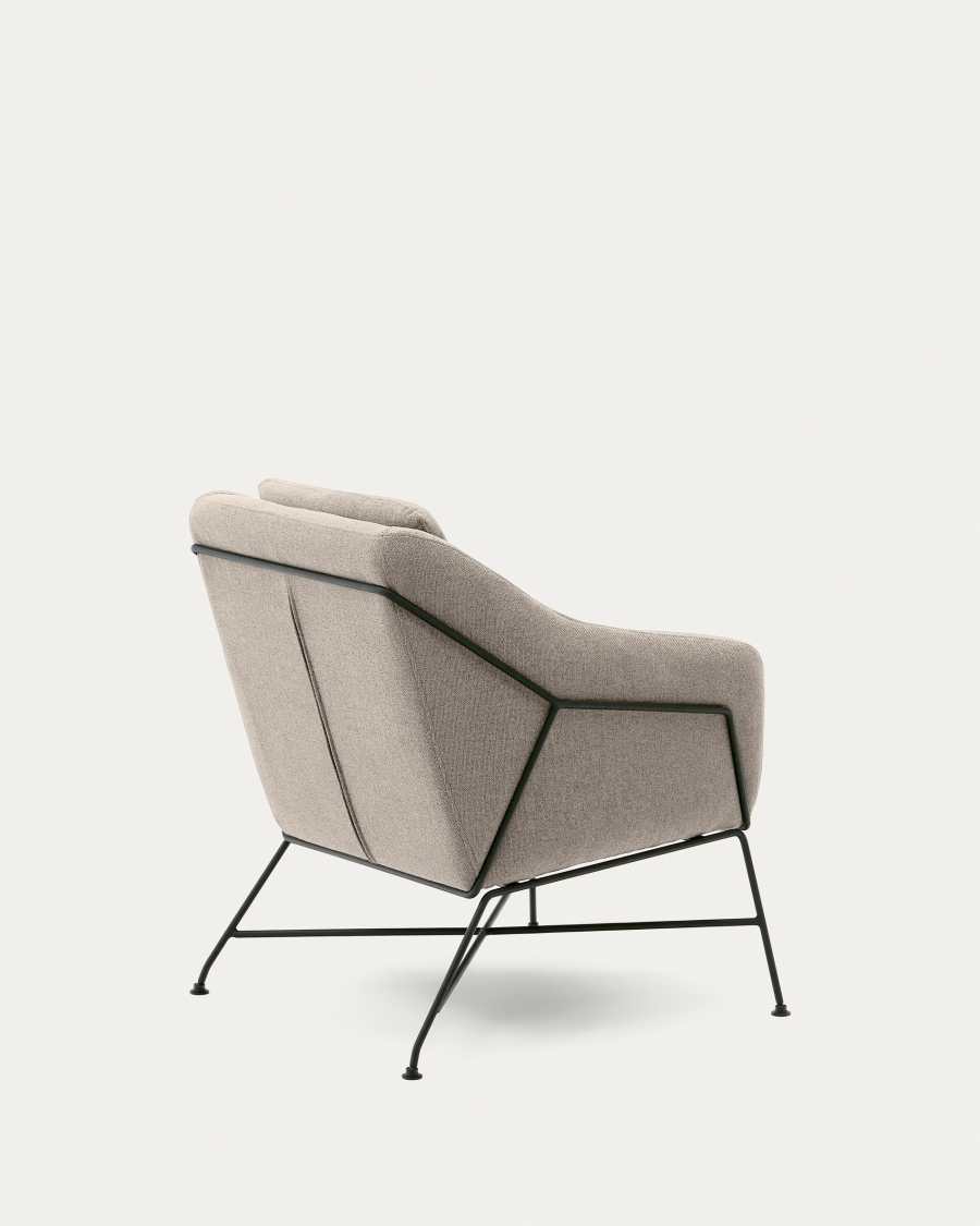 Brida armchair in beige and steel legs with black finish