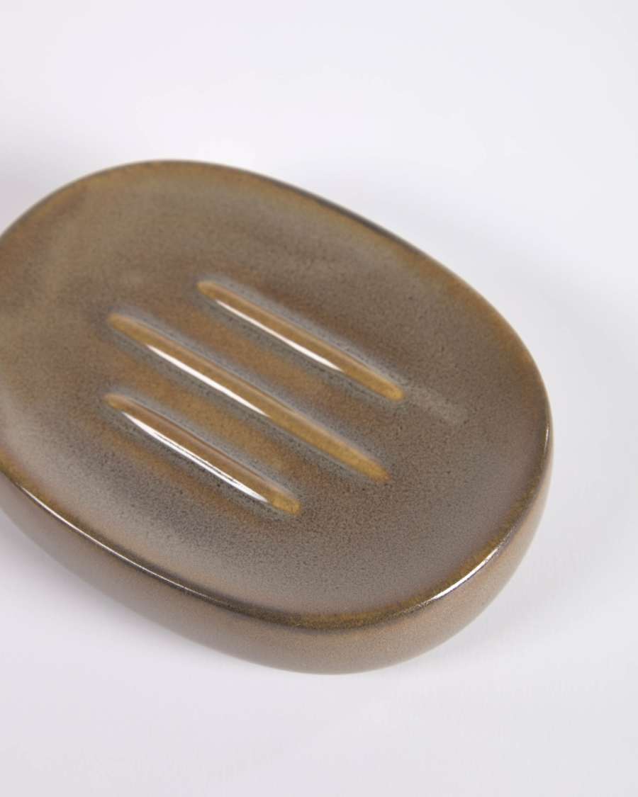 Berdolina brown ceramic soap dish