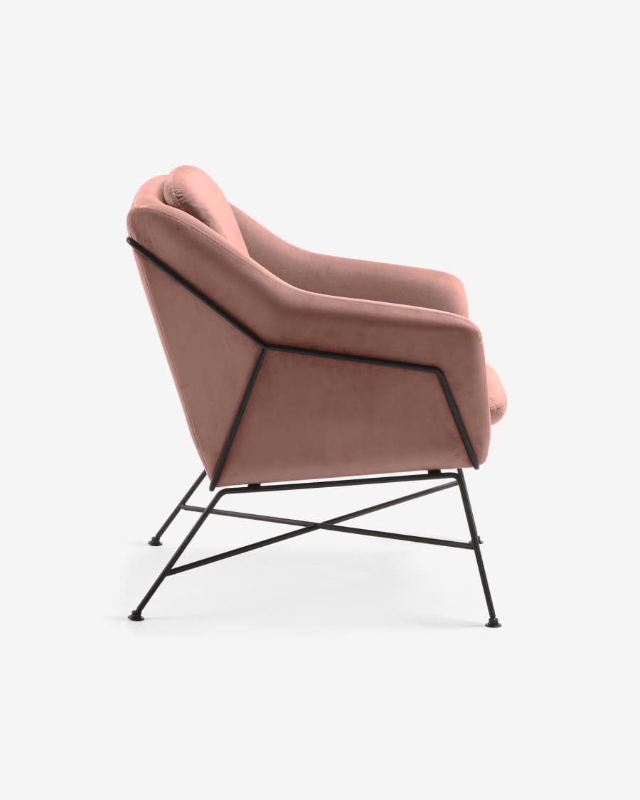 Poltrona Brida velluto rosa