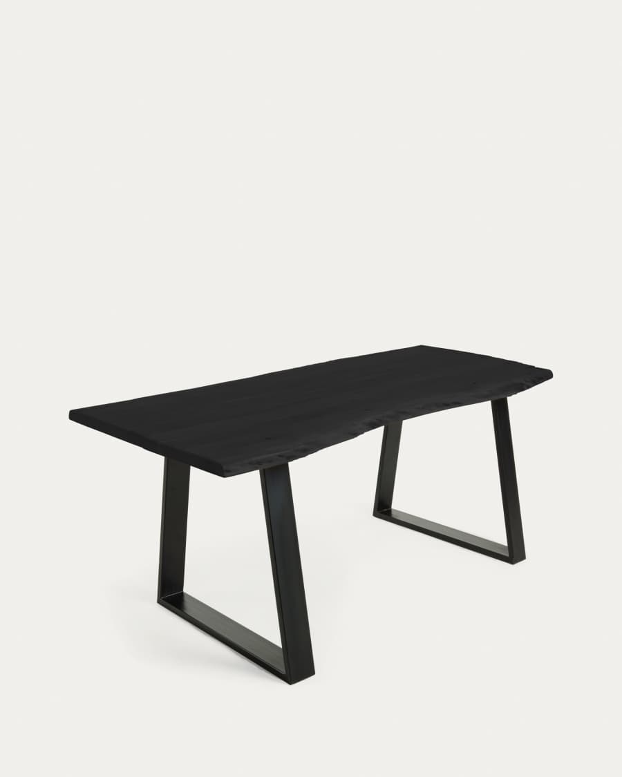 Table Alaia  en bois d'acacia noir et pieds en acier noir 160 x 90 cm