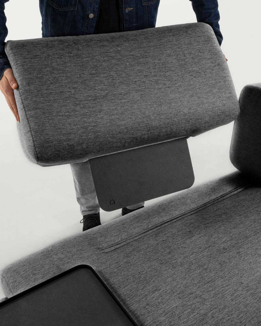 Divano Compo 3 posti grigio scuro con vassoio piccolo 232 cm