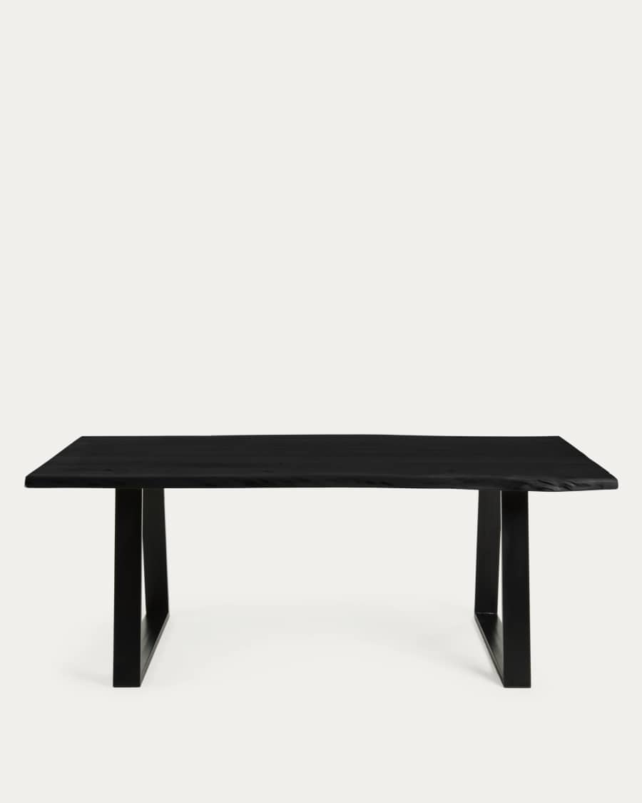 Table Alaia en bois d'acacia noir et pieds en acier noir 220 x 100 cm