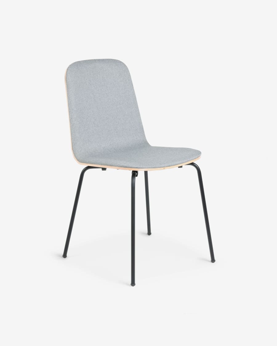 Canele grey chair in oak veneer with natural finish