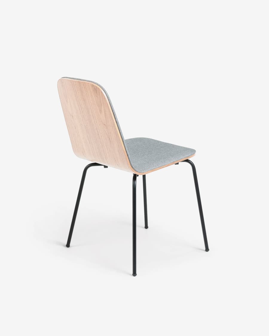 Canele grey chair in oak veneer with natural finish