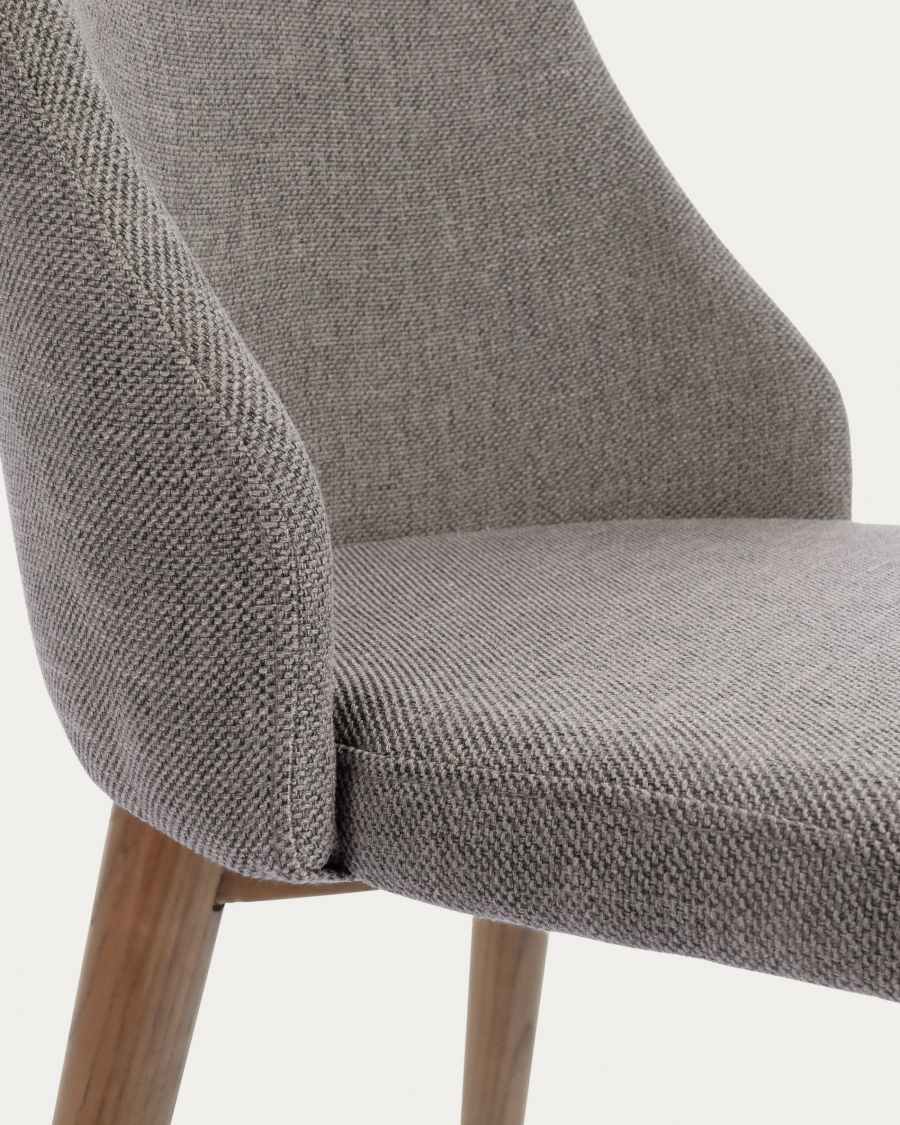 Rosie light grey chair with solid ash legs with dark finish