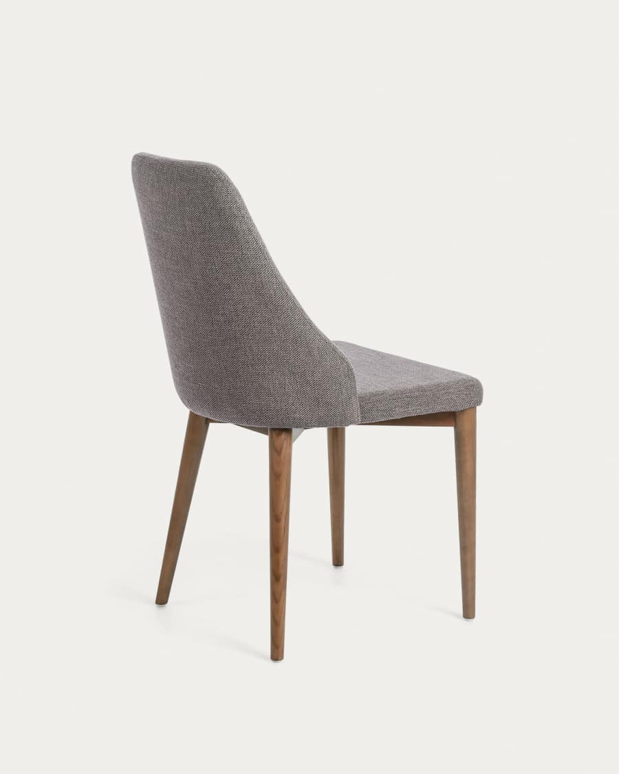 Rosie light grey chair with solid ash legs with dark finish