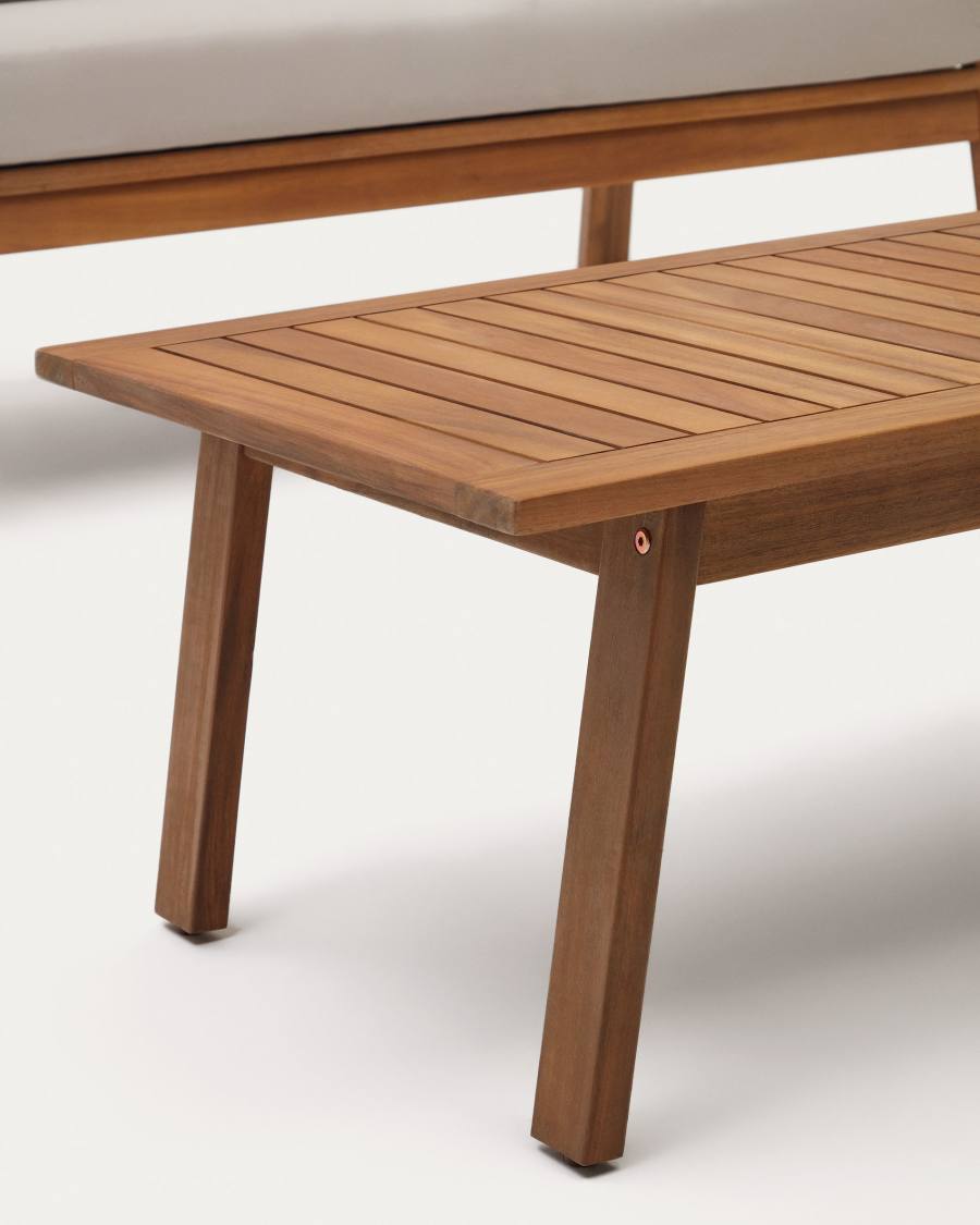 Ensemble Frares de canapé 2 places, 2 fauteuils et table basse en bois d'acacia