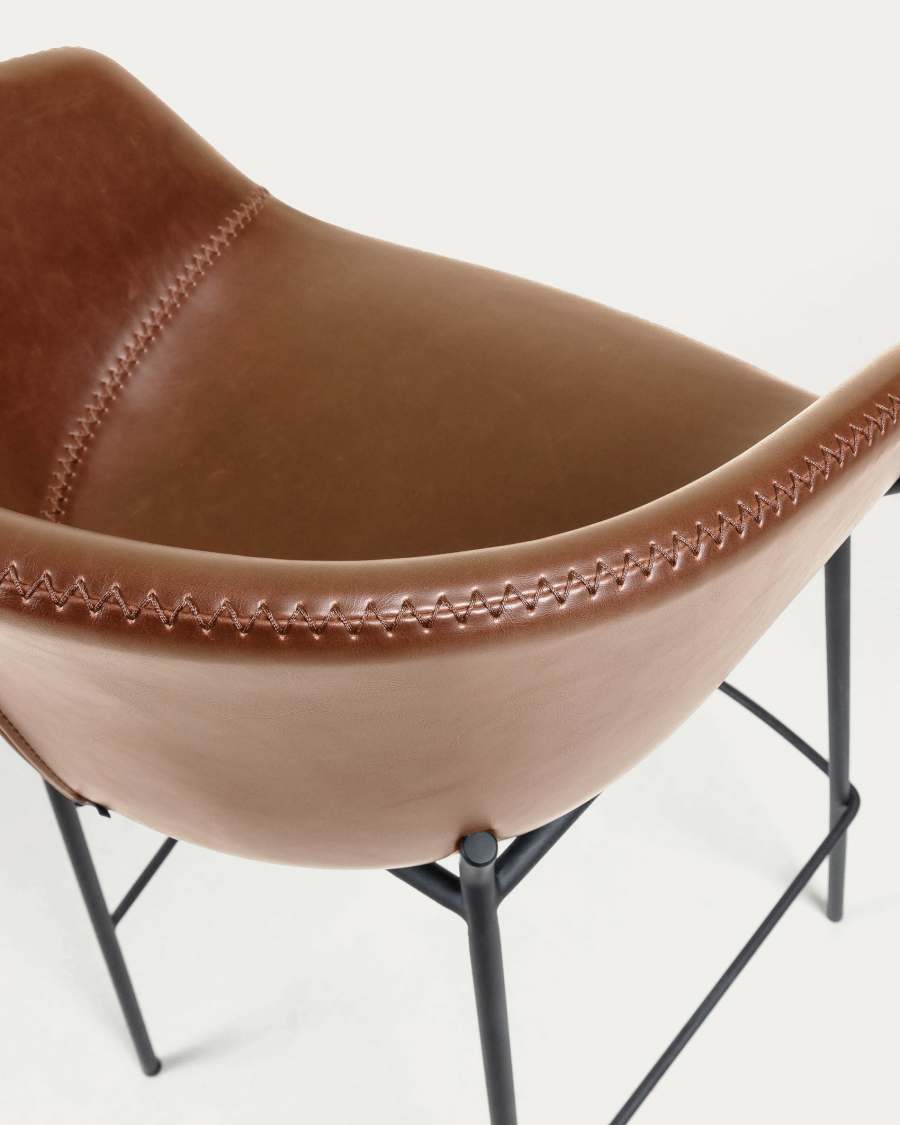 Yvette Barhocker Kunstleder braun und schwarzen Stahlbeinen  Höhe 65 cm