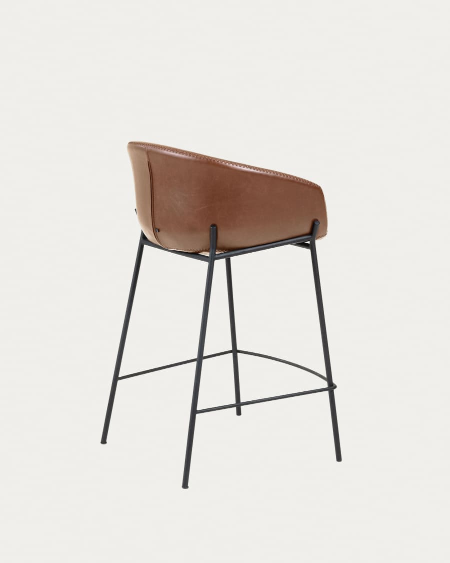 Yvette Barhocker Kunstleder braun und schwarzen Stahlbeinen  Höhe 65 cm