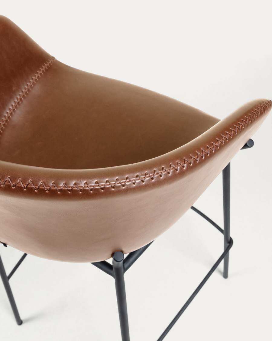 Yvette Barhocker Kunstleder braun und schwarzen Stahlbeinen  Höhe 75 cm