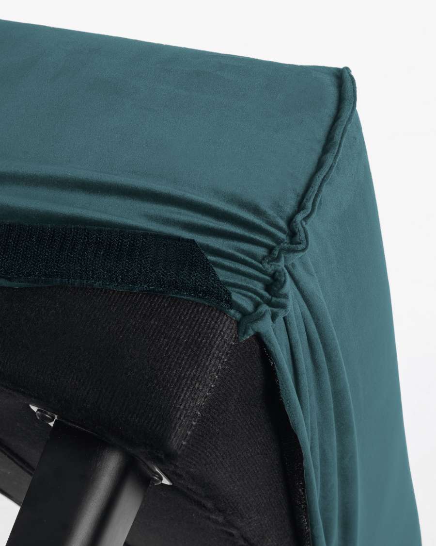 Bankje Dyla turquoise fluweel 111 cm