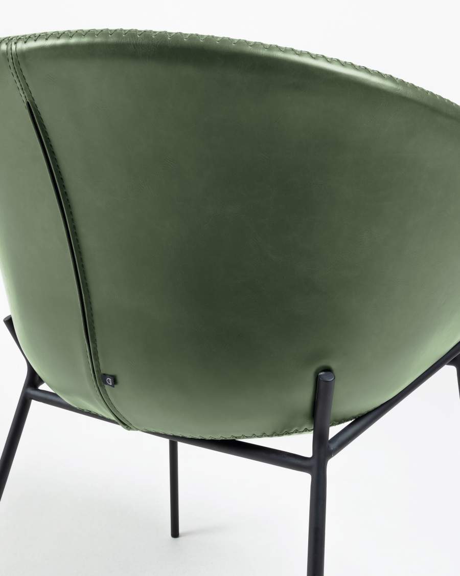 Silla Yvette verde y brazos metal negro PU