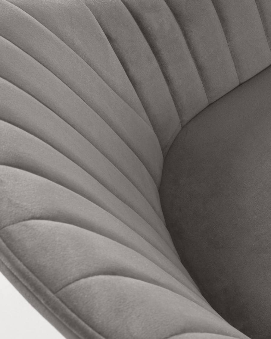 Fabia Stuhl aus grauem Samt und Stahlbeine mit schwarzem Finish