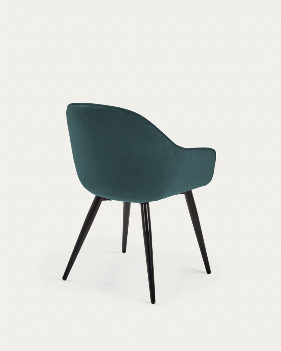 Fabia velvet chair in turquoise with steel legs in a black finish