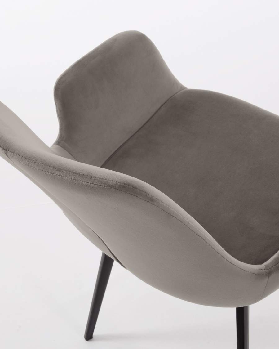 Chaise Hermann velours gris