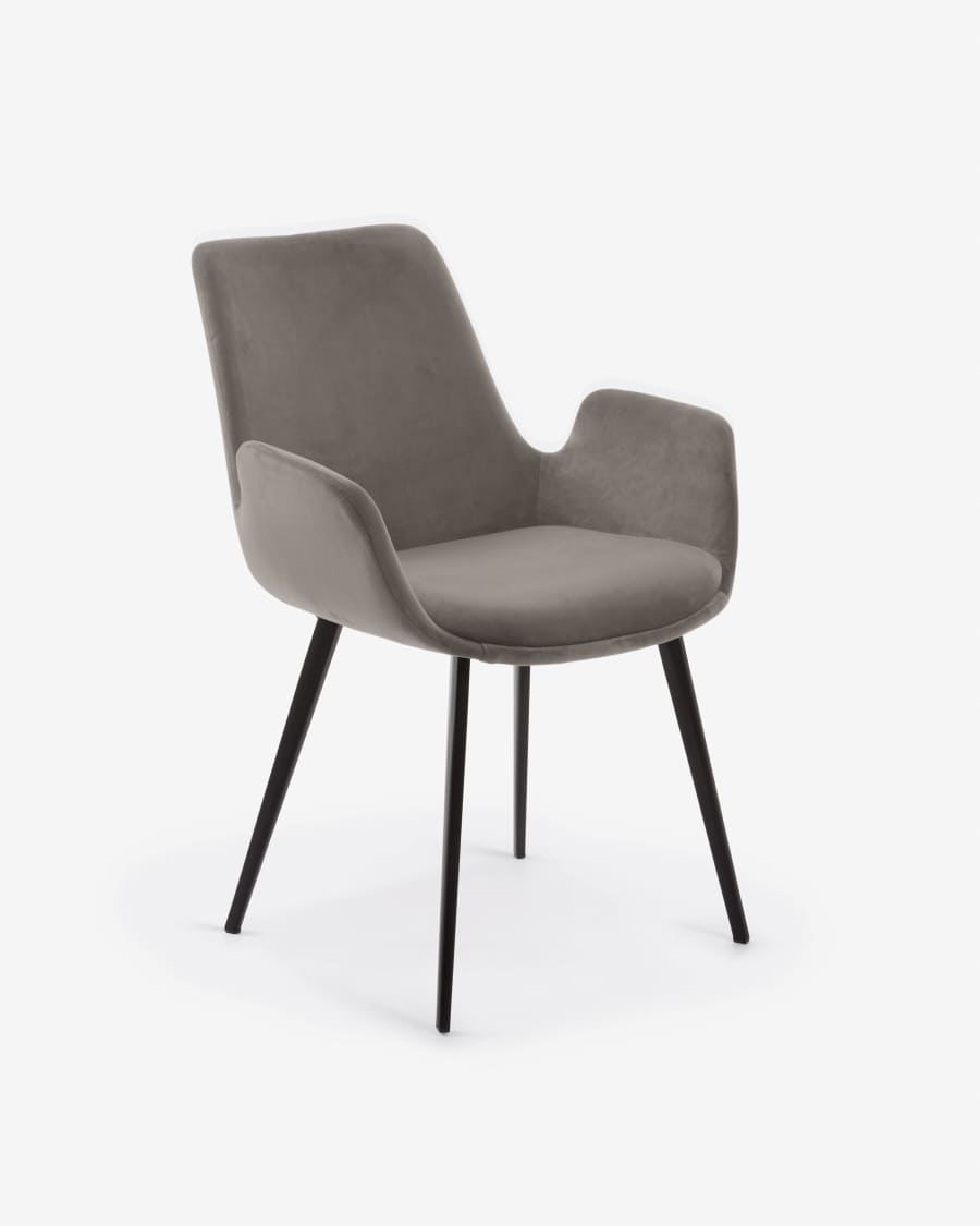 Chaise Hermann velours gris