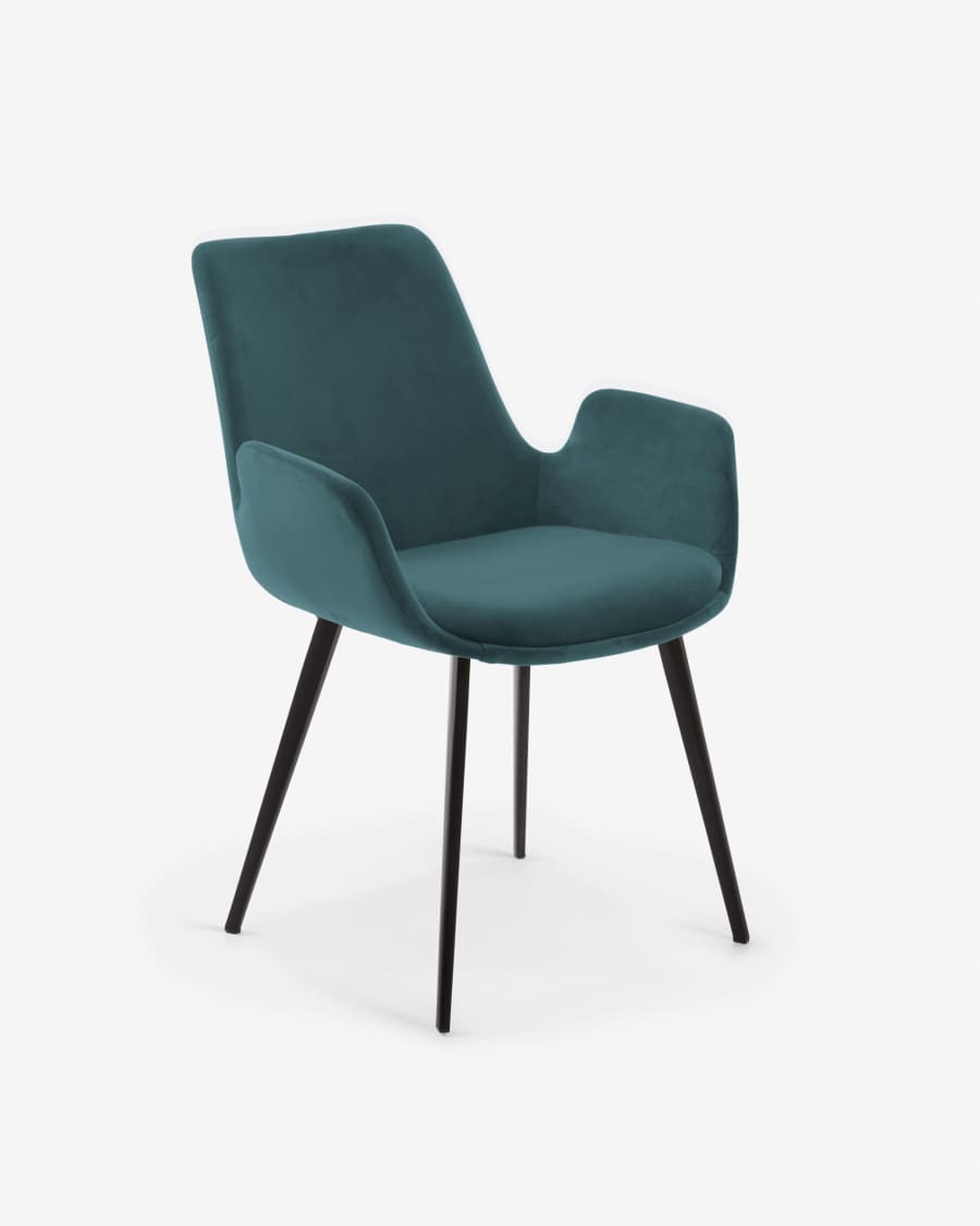 Chaise Hermann velours turquoise