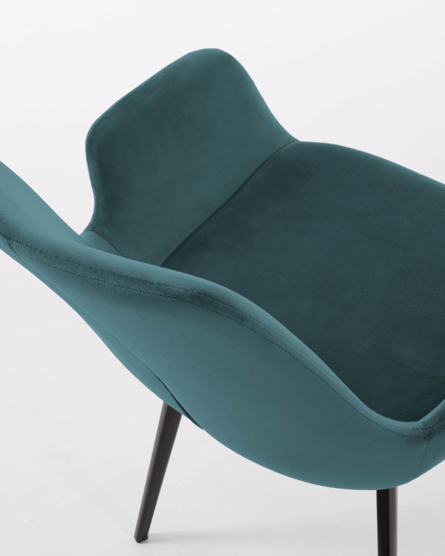 Chaise Hermann velours turquoise