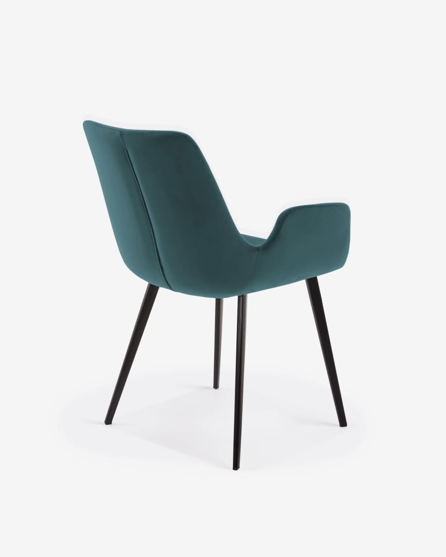 Chaise Hermann velours turquoise