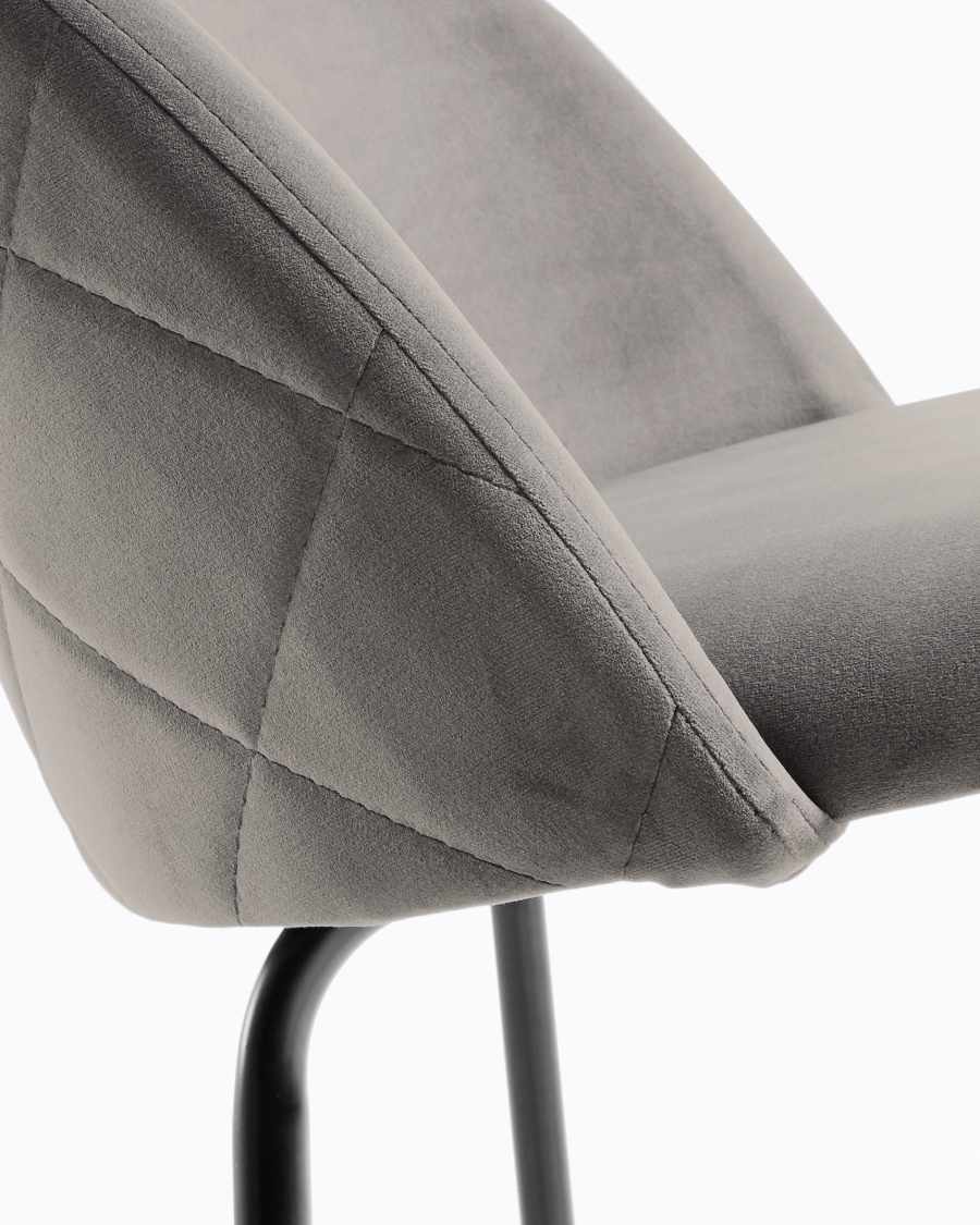 Grey velvet Ivonne stool height 76 cm