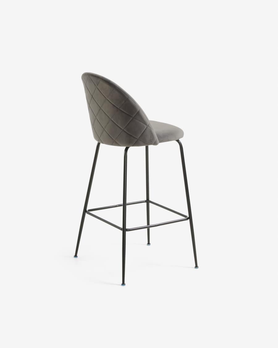 Grey velvet Ivonne stool height 76 cm