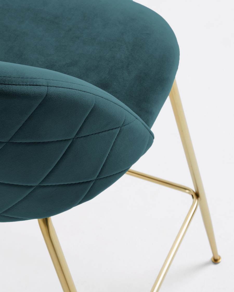 Turquoise velvet Ivonne stool height 76 cm