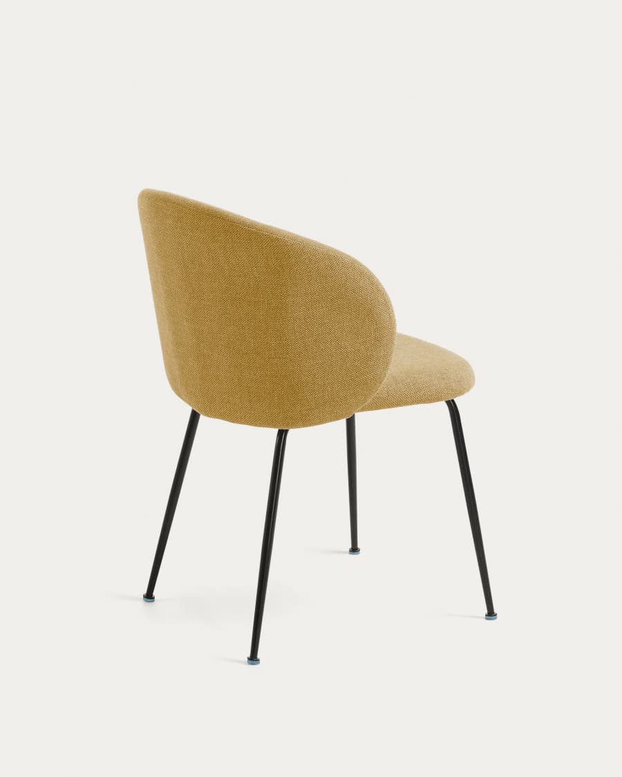 Minna mustard chair with steel legs with black finish