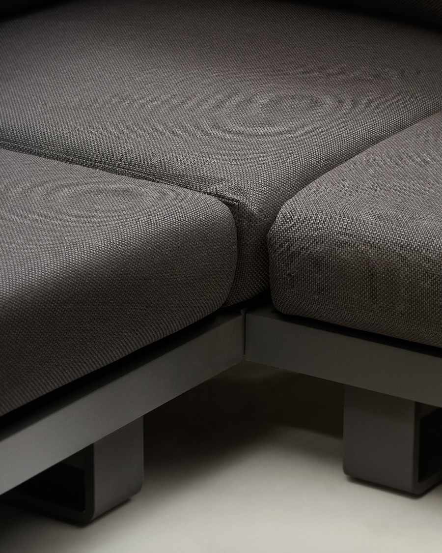 Set Tosqueta canapé d’angle 5 places et table en aluminium et bois de teck certifié FSC 100 %