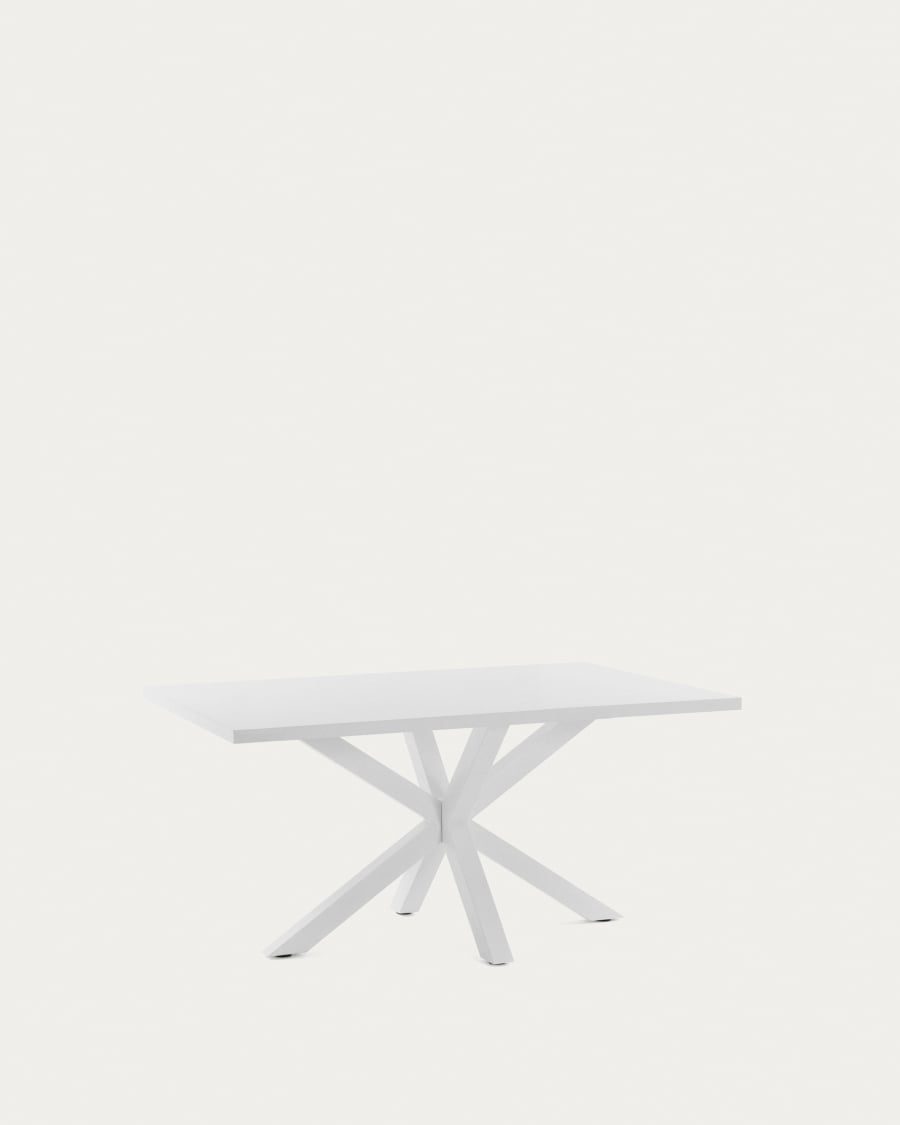 Argo table in melamine with black finish and steel legs with white finish 160 x 100 cm