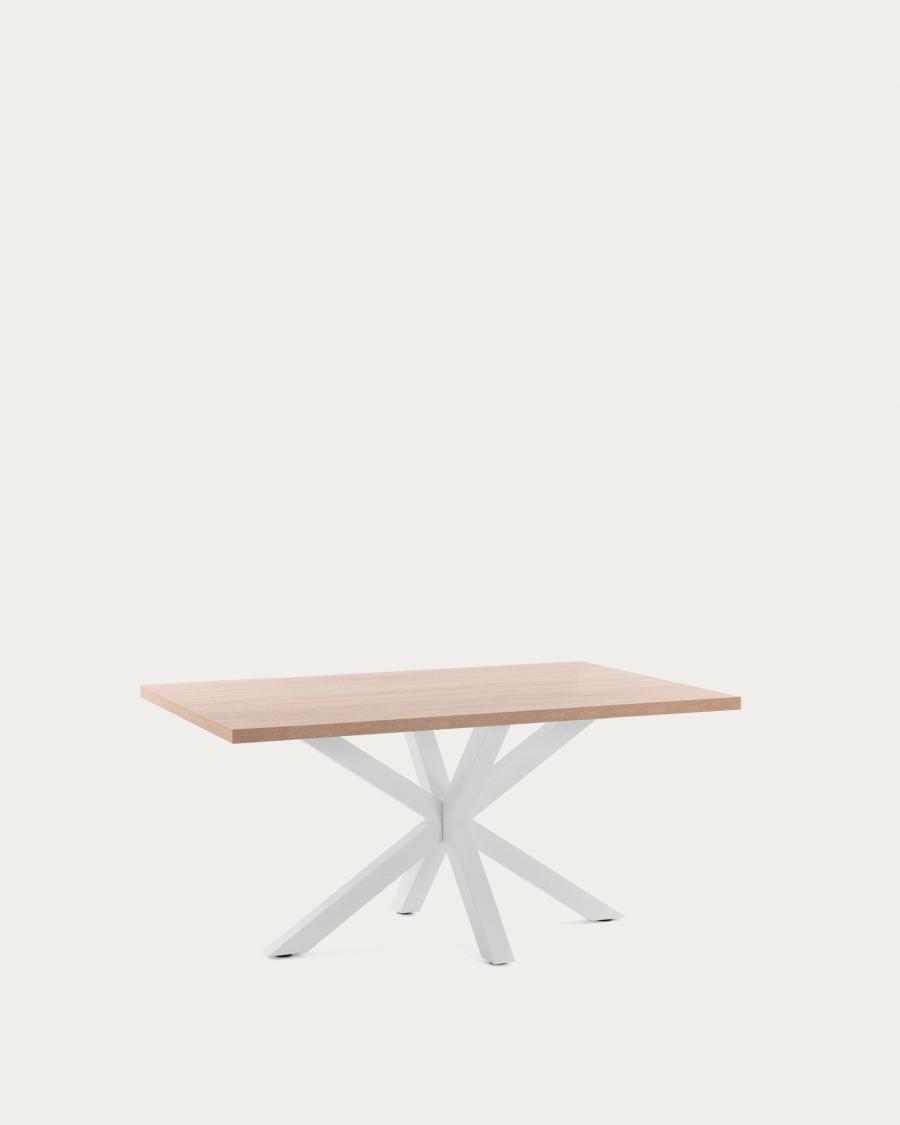 Tavolo Argo di melammina con finitura naturale e gambe in acciaio con finitura bianca 160 x 100 cm