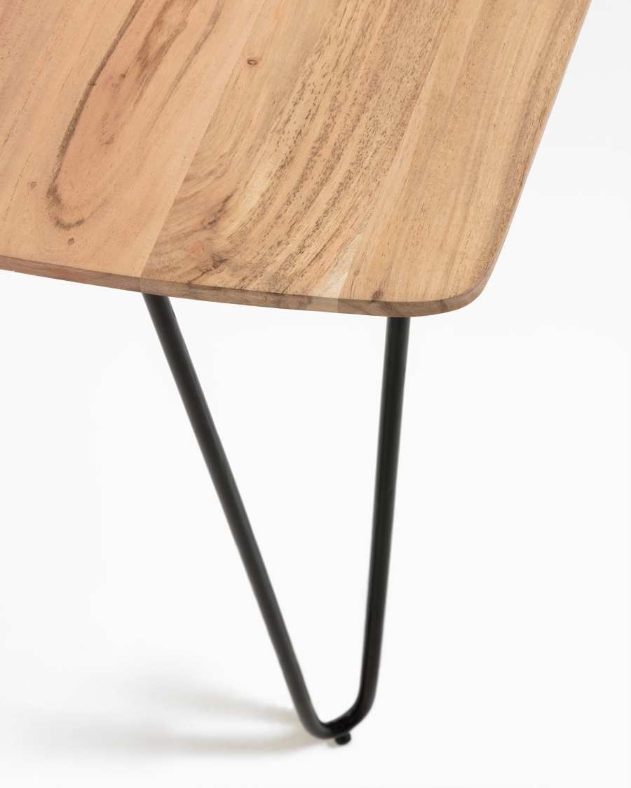 Table Barcli en acacia et pieds en acier noir 200 x 95 cm
