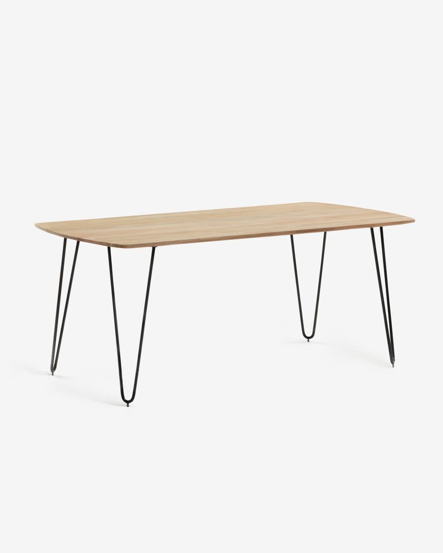 Table Barcli en acacia et pieds en acier noir 200 x 95 cm