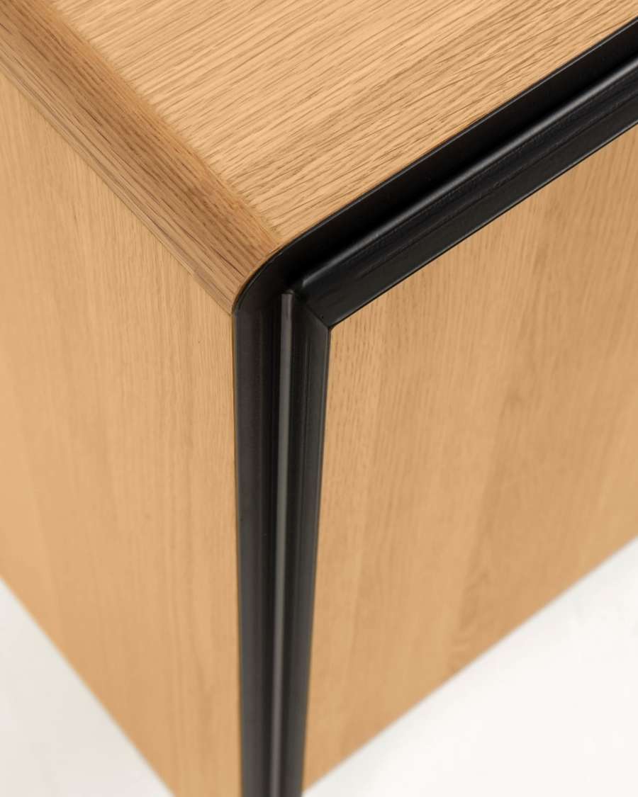 Nadyria Sideboard 2 Türen aus Eichenfurnier und Stahl in Schwarz 140 x 82 cm