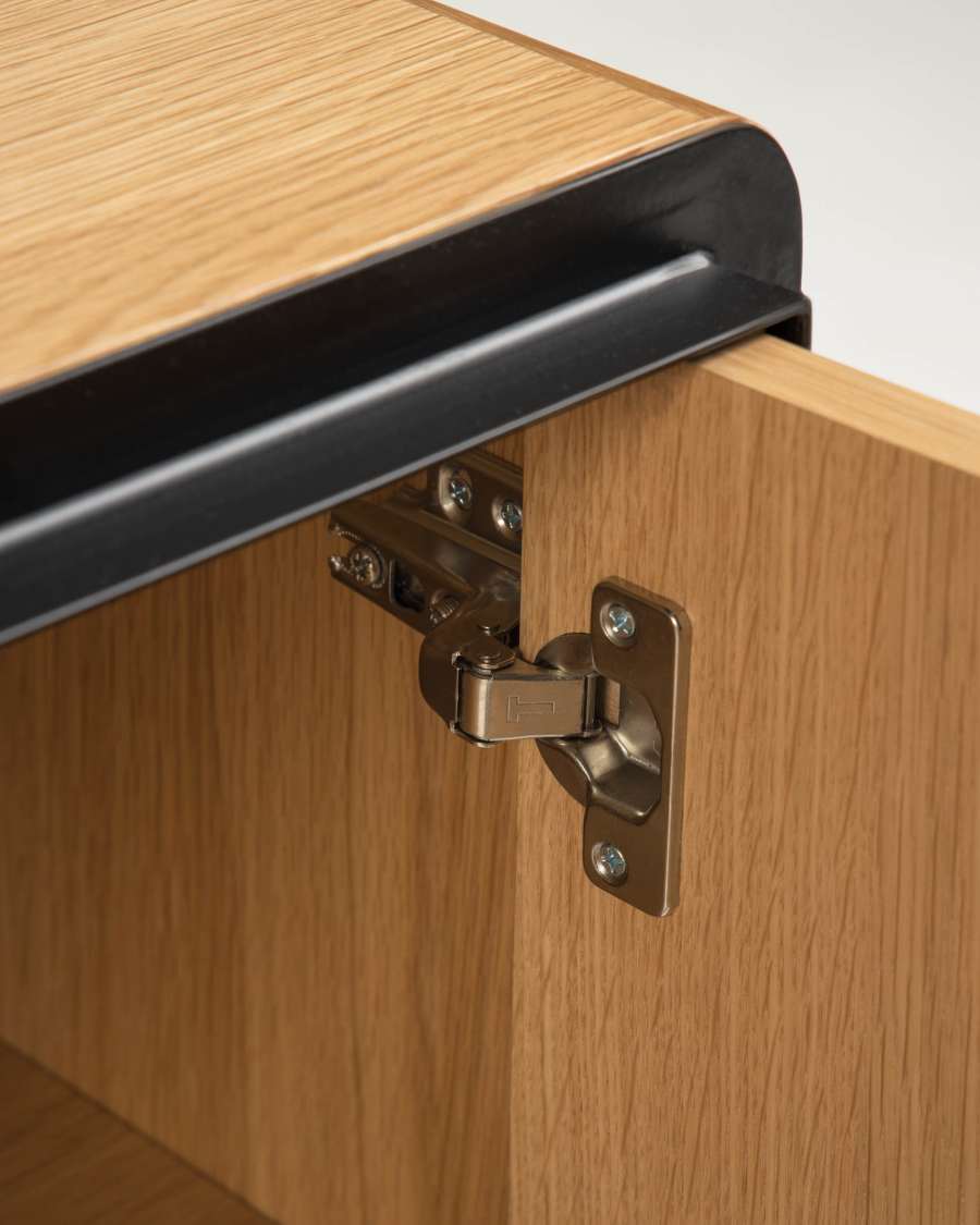 Nadyria Sideboard 2 Türen aus Eichenfurnier und Stahl in Schwarz 140 x 82 cm