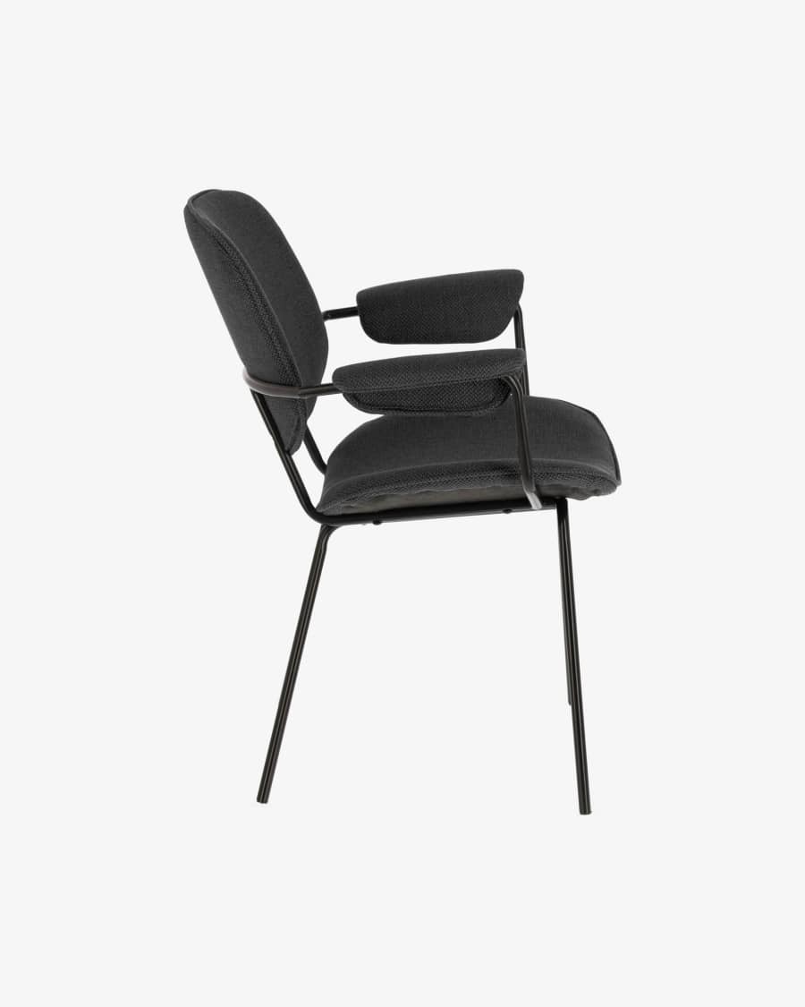 Naiquen chair in dark grey and steel black finish
