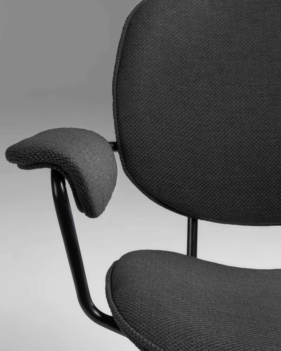 Naiquen chair in dark grey and steel black finish