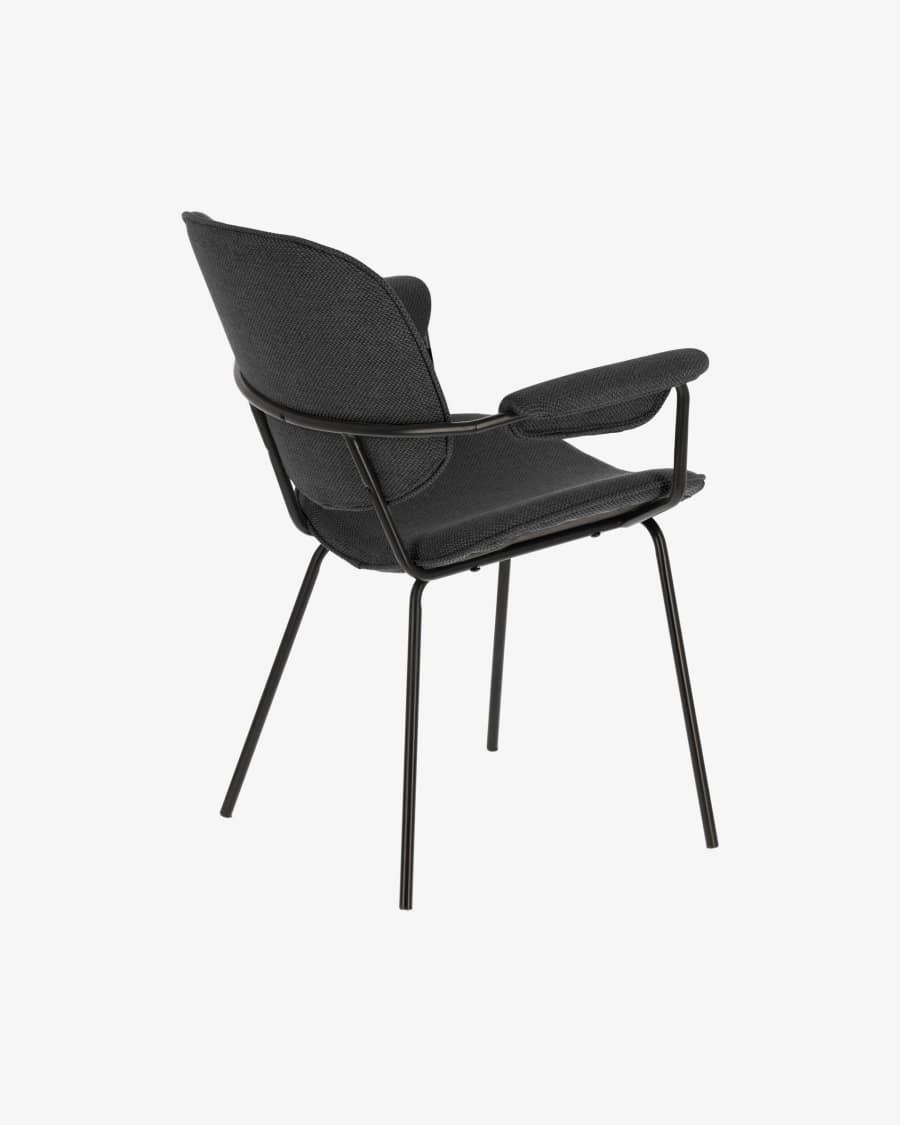 Naiquen chair in dark grey and steel black finish