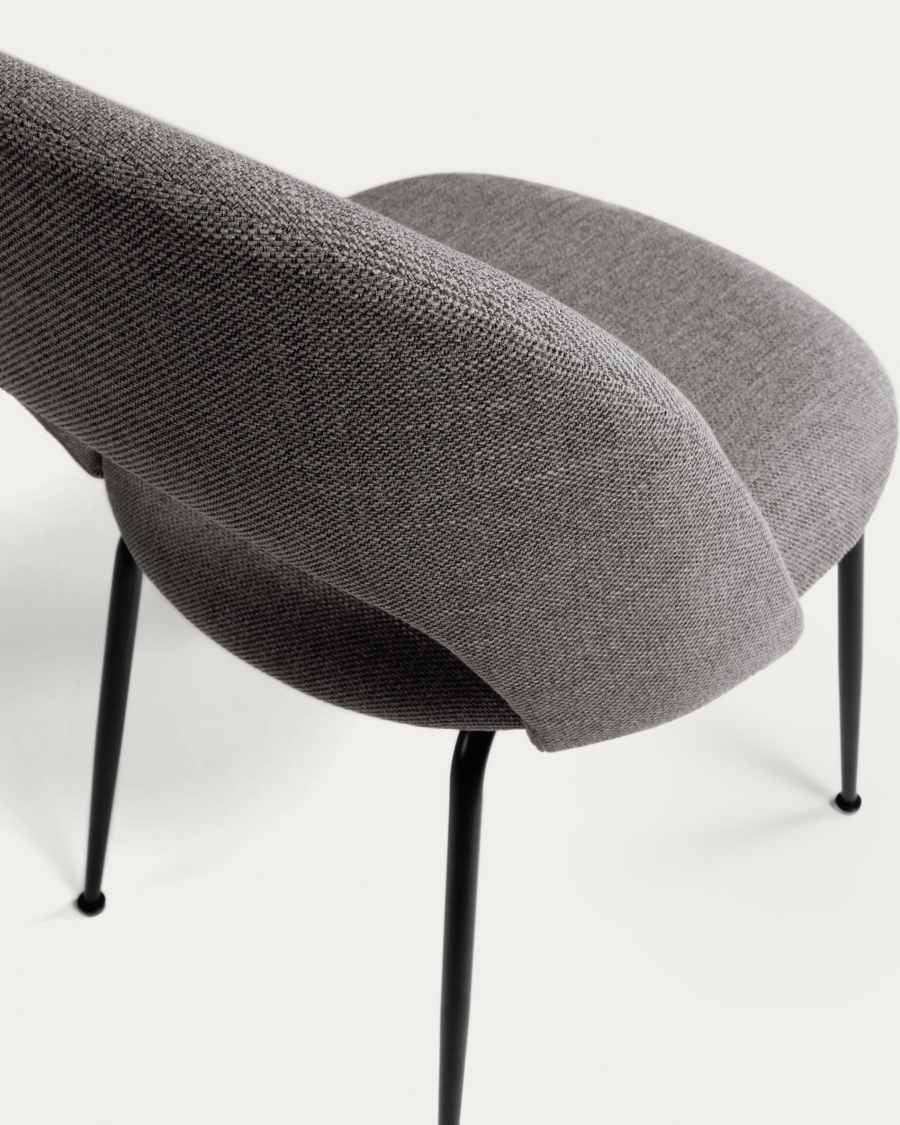 Mahalia dining chair in dark grey with steel legs, with a black painted finish FSC 100%