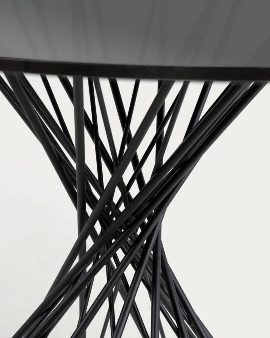 Table ronde Niut en verre et pieds en acier finition noire Ø 120 cm