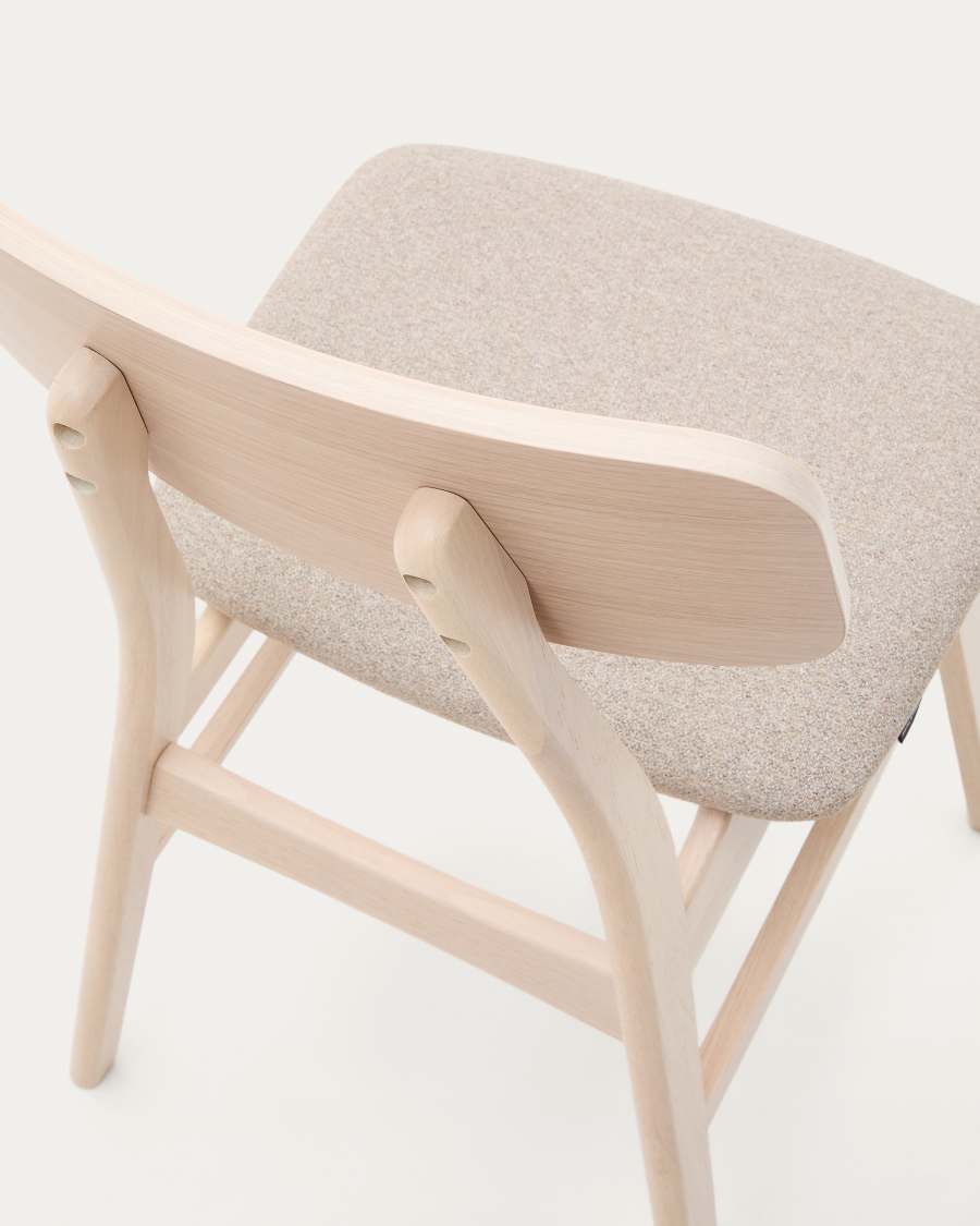 Sedia Selia in impiallacciatura di rovere e massello di caucciù rivestimento grigio chiaro