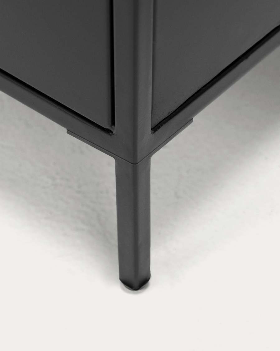 Meuble TV Shantay 1 porte et 1 tiroir en métal avec finition noire 150 x 50 cm