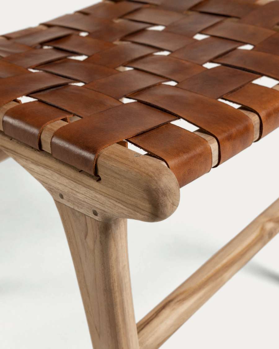 Calixta chair in leather and solid teak
