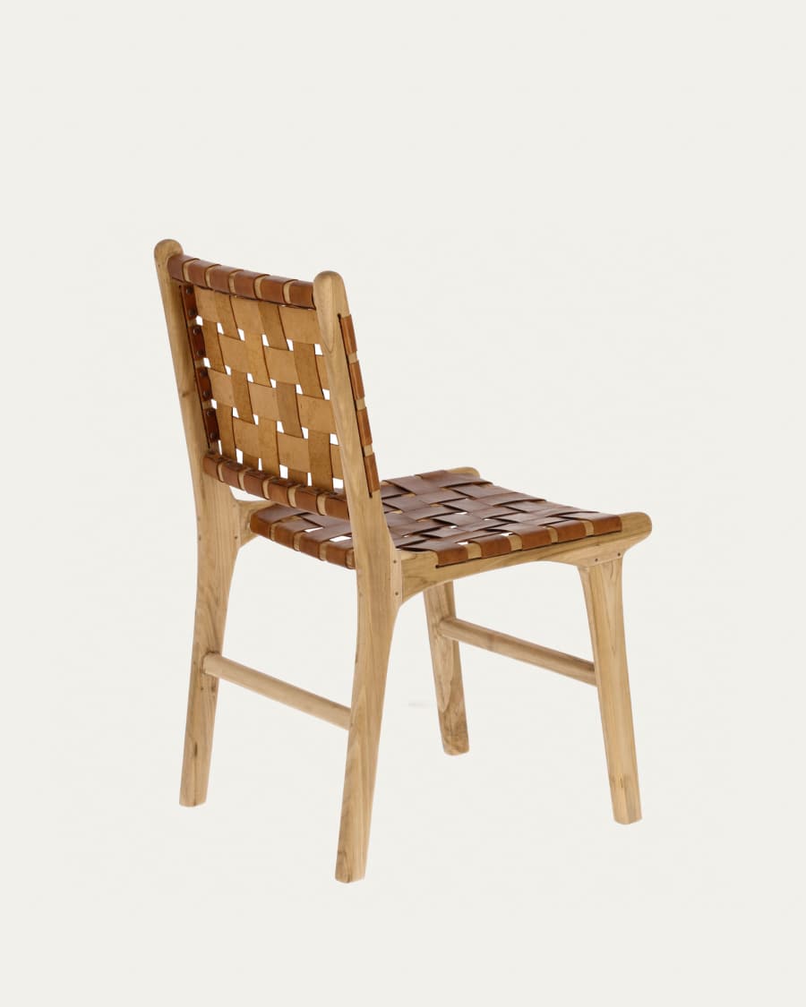 Calixta chair in leather and solid teak